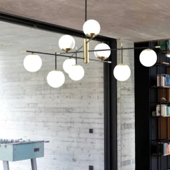 Lampadari Moderni-Ideal Lux gourmet pl9 grande lampadario particolare 9 luci sfere vetro bianco