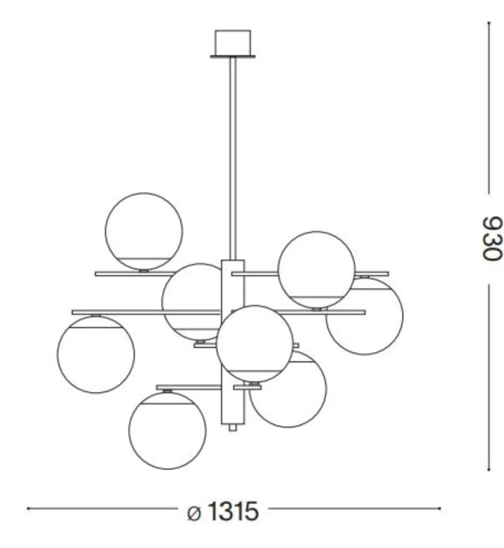 Lampadari Moderni-Ideal Lux gourmet pl9 grande lampadario particolare 9 luci sfere vetro bianco