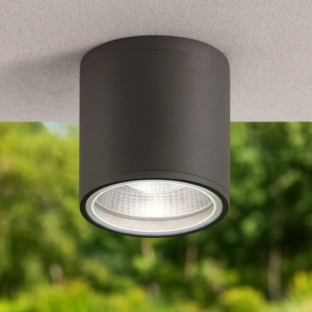 Faretti Da Esterno-Ideal Lux gun pl1 faretto da soffitto per esterno ip44 cilindro antracite