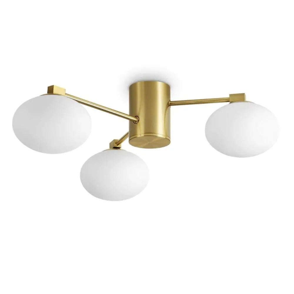 Plafoniere Moderne-Ideal Lux hermes pl3 d60 plafoniera tre sfere ottone