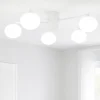 Plafoniere Moderne-Ideal Lux hermes pl5 d90 plafoniera 5 sfere vetro bianco per salotto moderna