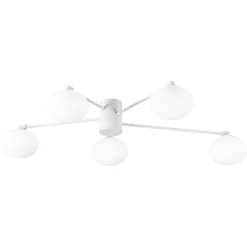 Plafoniere Moderne-Ideal Lux hermes pl5 d90 plafoniera 5 sfere vetro bianco per salotto moderna