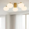 Plafoniere Moderne-Ideal Lux hermes pl5 d60 plafoniera 5 luci ottone per salotto