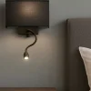 Applique Camera Da Letto-Ideal Lux hotel ap2 applique nero per comodino paralume