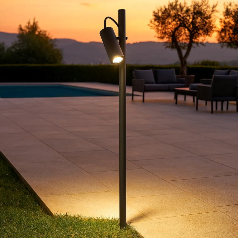 Lampioni Da Giardino-Ideal Lux hub pt h110 lampione paletto da giardino orientabile