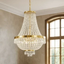 Lampadari Moderni-Ideal Lux lampadario di cristallo caesar sp6 metallo oro