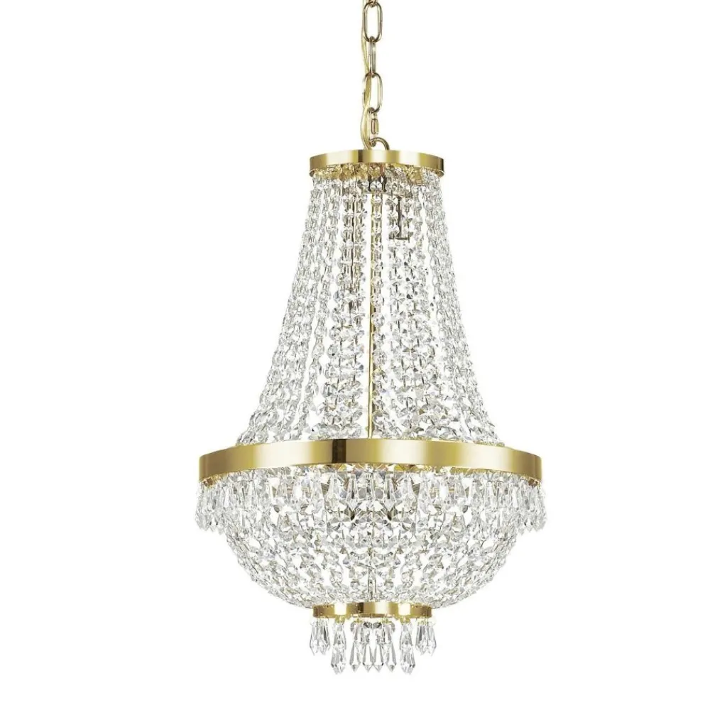 Lampadari Moderni-Ideal Lux lampadario di cristallo caesar sp6 metallo oro