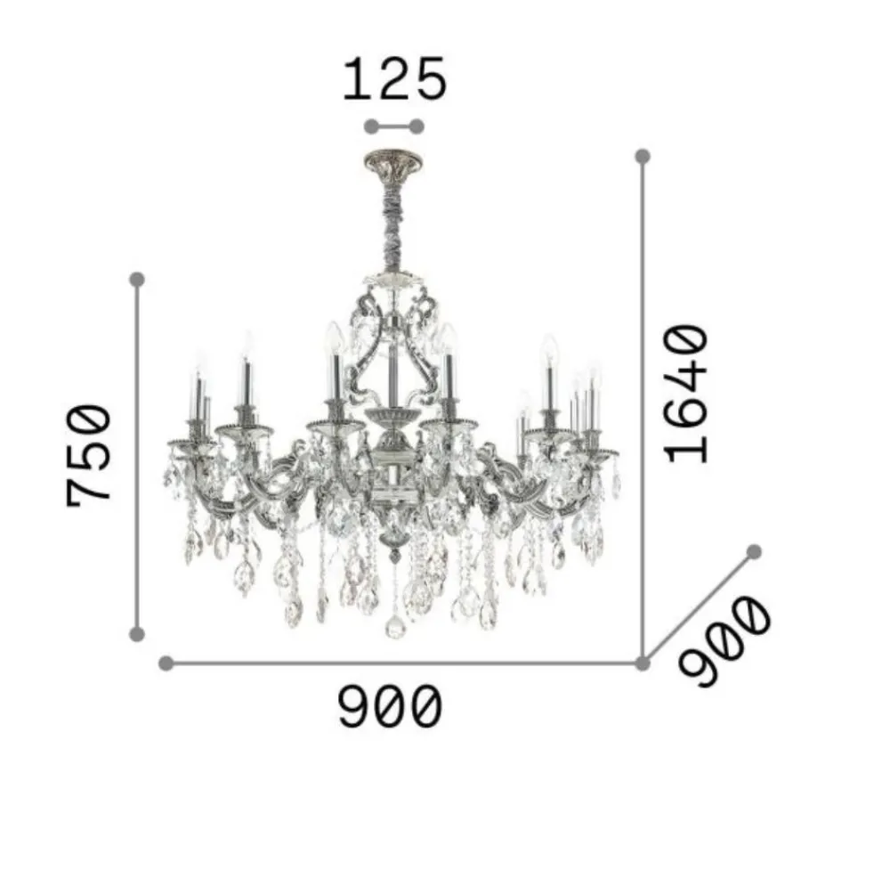 Lampadari Moderni-Ideal Lux lampadario gioconda sp12 oro 12 luci goccia