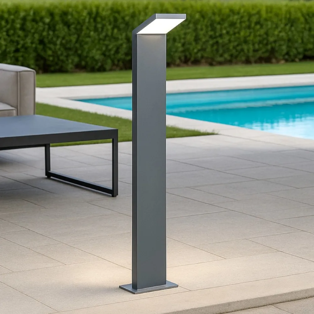 Lampioni Da Giardino-Ideal Lux lampione da giardino style pt h100 grigio led 9w 4000k