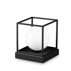 Abat Jour-Ideal Lux lingotto tl1 small abat-jour da comodino nero boccia vetro bianca