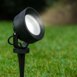 Faretti Da Esterno-Ideal Lux litio pr1 faretto da esterno per giardino con picchetto nero orientabile ip66