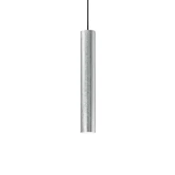 Lampade A Sospensione-Ideal Lux look sp1 d06 lampada sospensione cilindro foglia argento