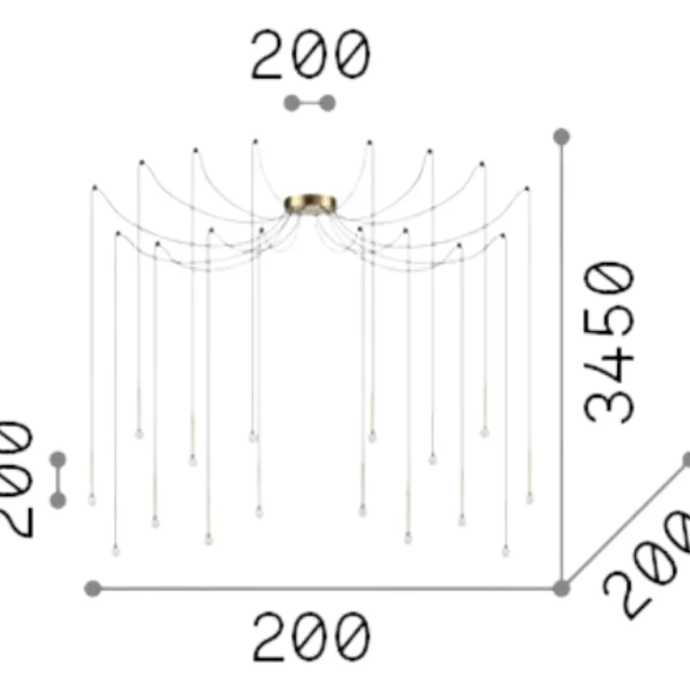 Lampadari Moderni-Ideal Lux lucciola lampadario ragno sp16 led 16w 3000k nero