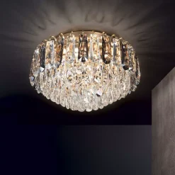 Plafoniere Moderne-Ideal Lux magnolia pl7 plafoniera oro classica cristalli decorativi