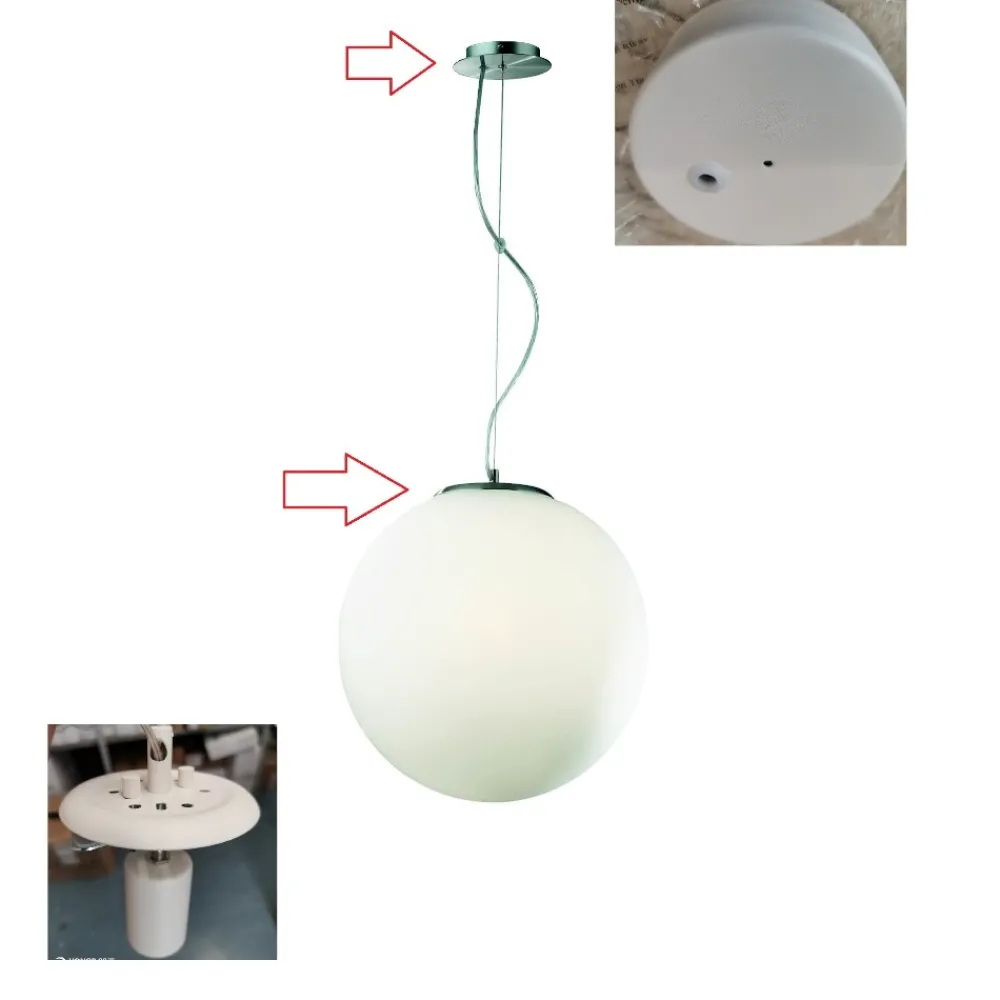 Lampade A Sospensione-Ideal Lux mapa bianco sp1 d40 sospensione sfera in vetro bianco