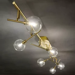 Plafoniere Moderne-Ideal Lux maracas pl6 plafoniera con luci orientabili oro ottone