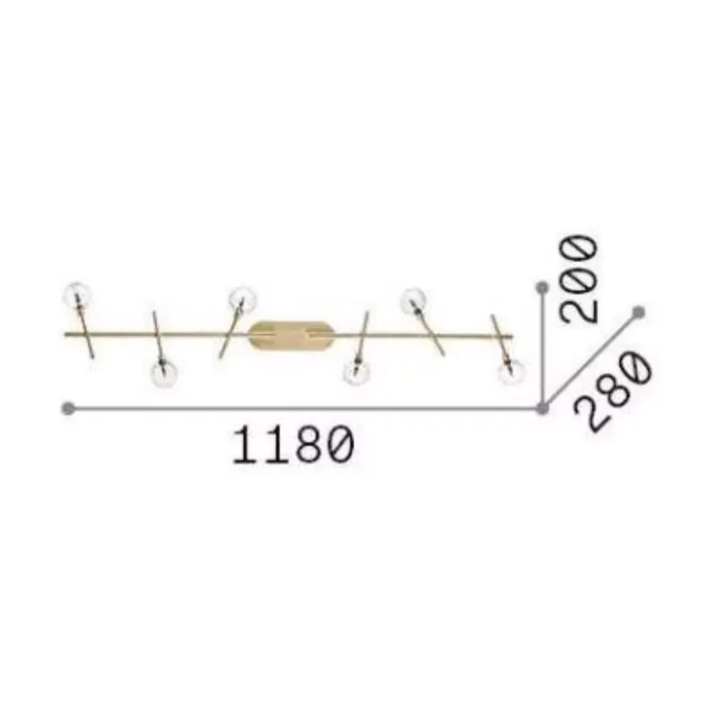 Plafoniere Moderne-Ideal Lux maracas pl6 plafoniera con luci orientabili oro ottone