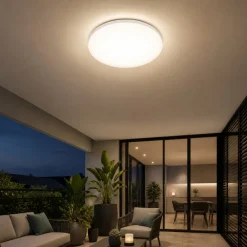 Plafoniere Da Esterno-Ideal Lux mib pl round plafoniera da esterno tonda led 3000k bianca ip65