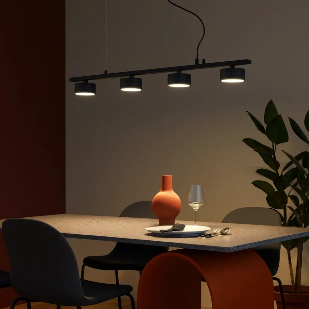 Lampadari Moderni-Ideal Lux minor linear sp4 lampadario nero per soggiorno moderno