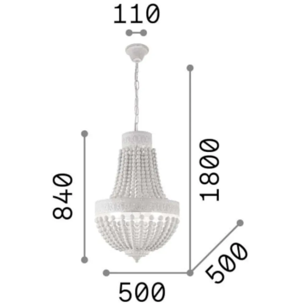 Lampadari Moderni-Ideal Lux monet sp6 lampadario shabby chic bianco sei luci