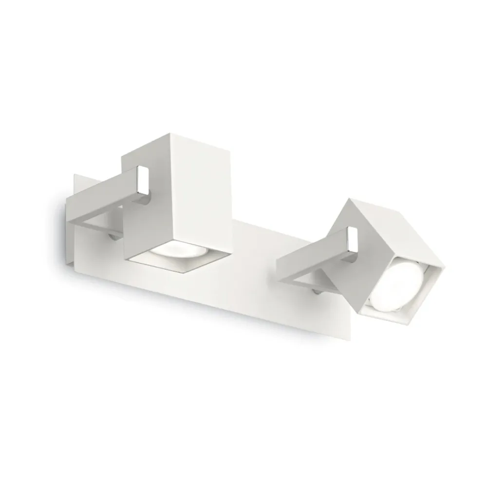 Applique Da Parete-Ideal Lux mouse ap2 bianco applique faretti squadrati orientabili gu10