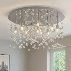 Plafoniere Moderne-Ideal Lux neve pl8 cromo plafoniera sfere di vetro trasparenti