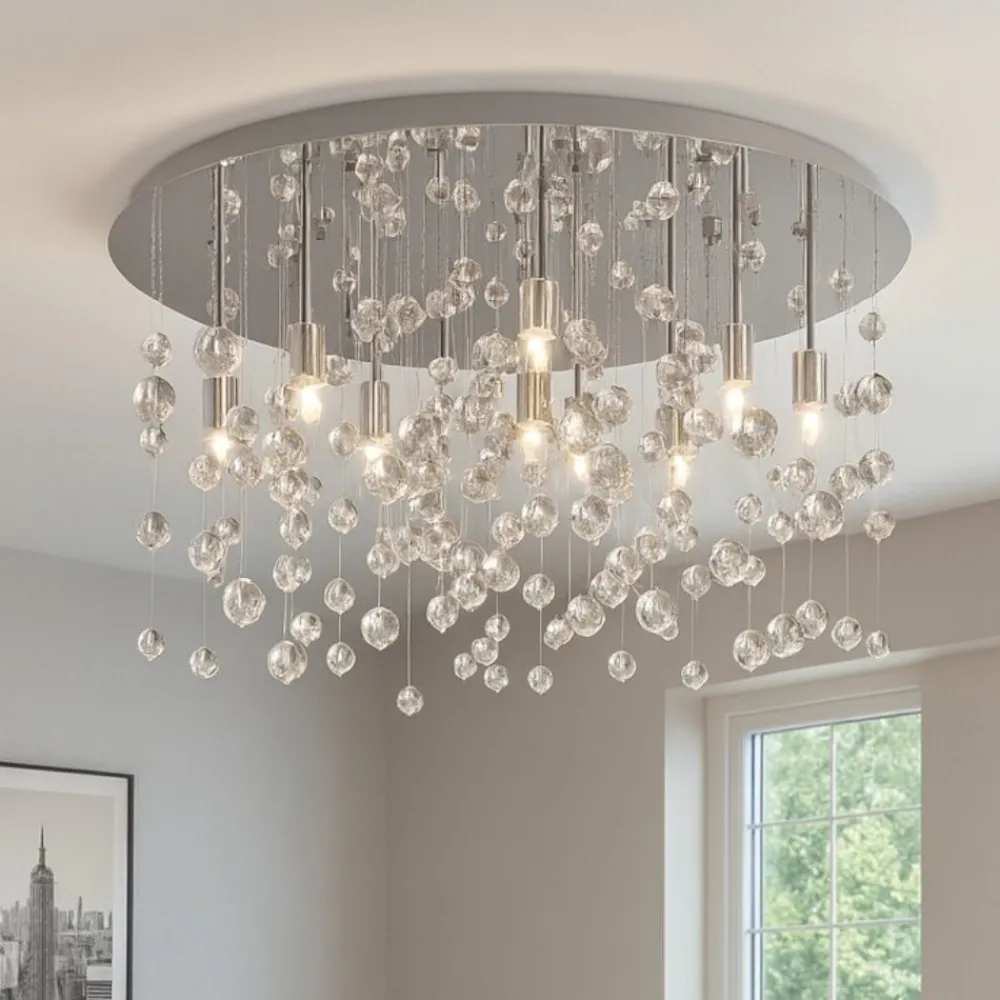 Plafoniere Moderne-Ideal Lux neve pl8 cromo plafoniera sfere di vetro trasparenti