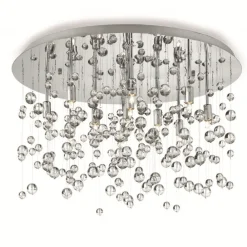 Plafoniere Moderne-Ideal Lux neve pl8 cromo plafoniera sfere di vetro trasparenti