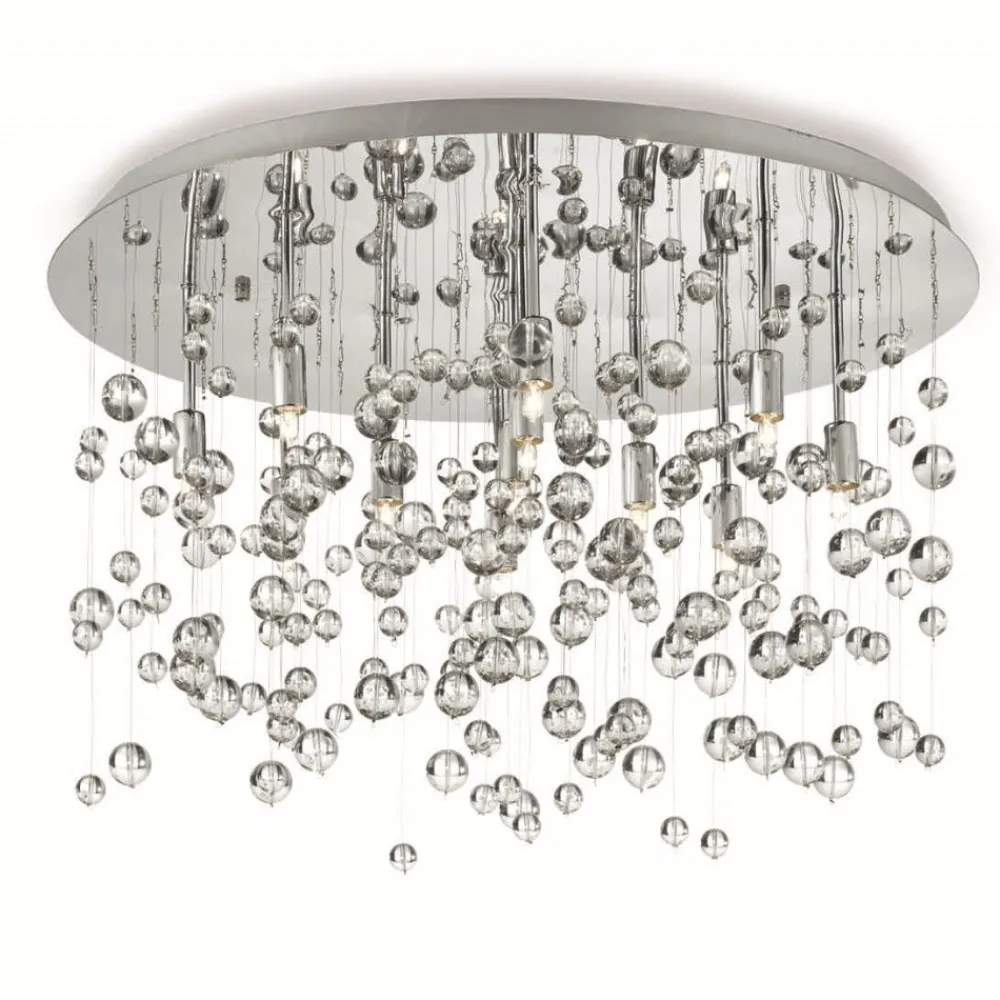 Plafoniere Moderne-Ideal Lux neve pl8 cromo plafoniera sfere di vetro trasparenti