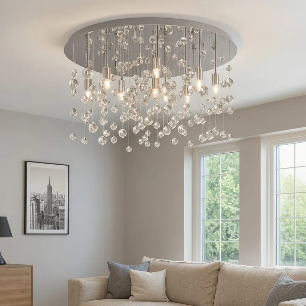 Plafoniere Moderne-Ideal Lux neve pl8 cromo plafoniera sfere di vetro trasparenti