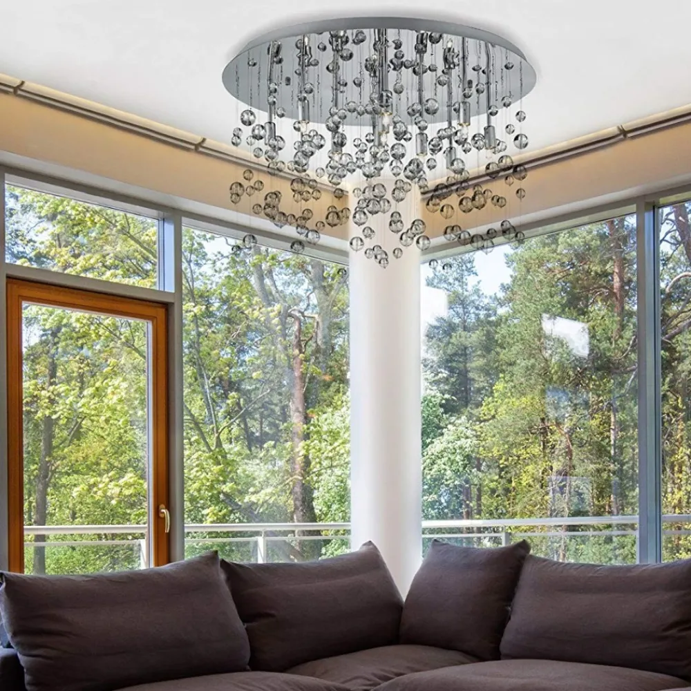 Plafoniere Moderne-Ideal Lux neve pl8 cromo plafoniera sfere di vetro trasparenti