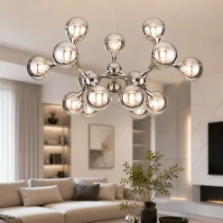 Lampadari Moderni-Ideal Lux nodi sp15 lampadario moderno cromo sfere vetro