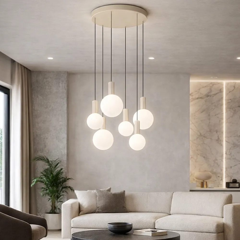Lampadari Moderni-Ideal Lux odeon lampadario a cascata 6 sfere led 3000k
