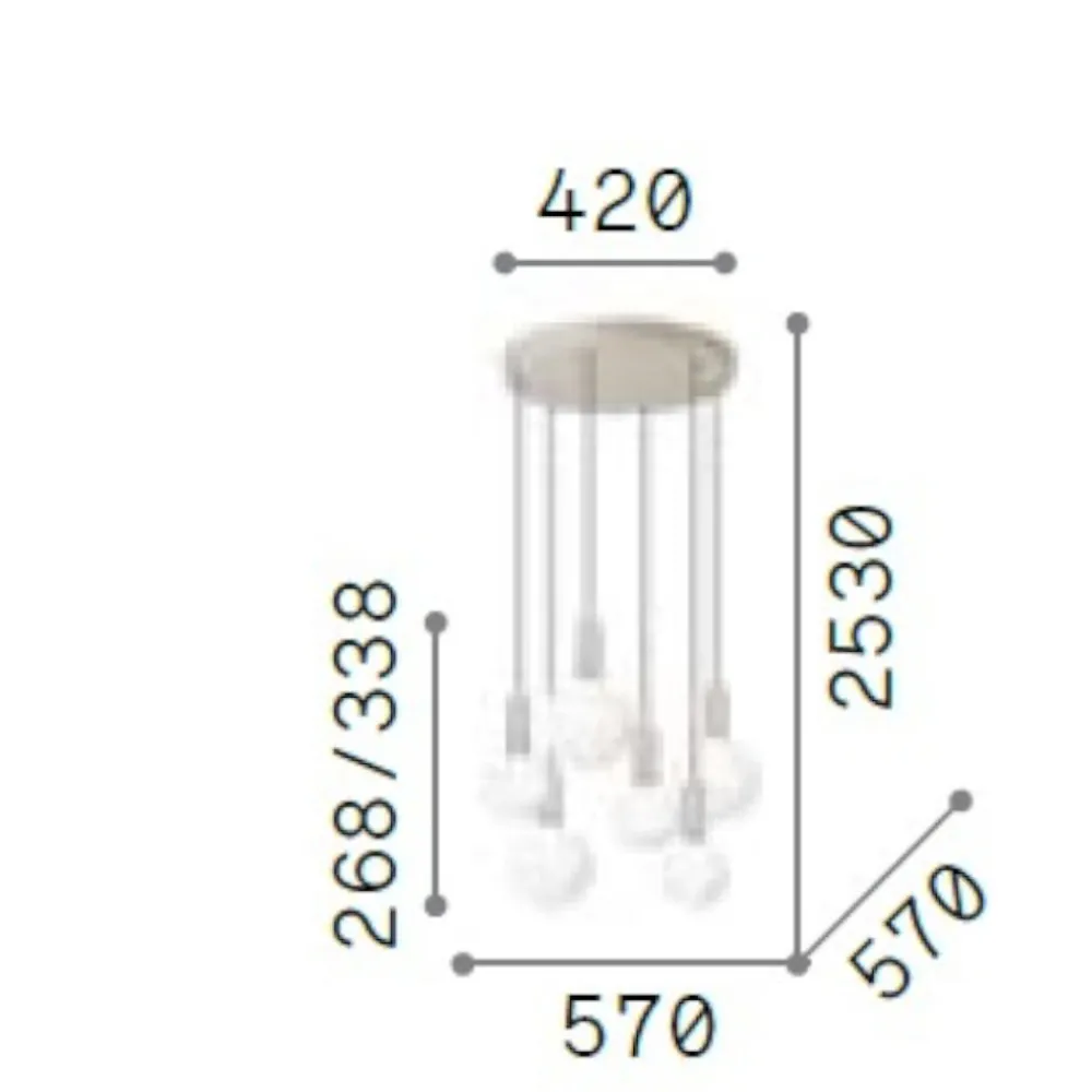 Lampadari Moderni-Ideal Lux odeon lampadario a cascata 6 sfere led 3000k