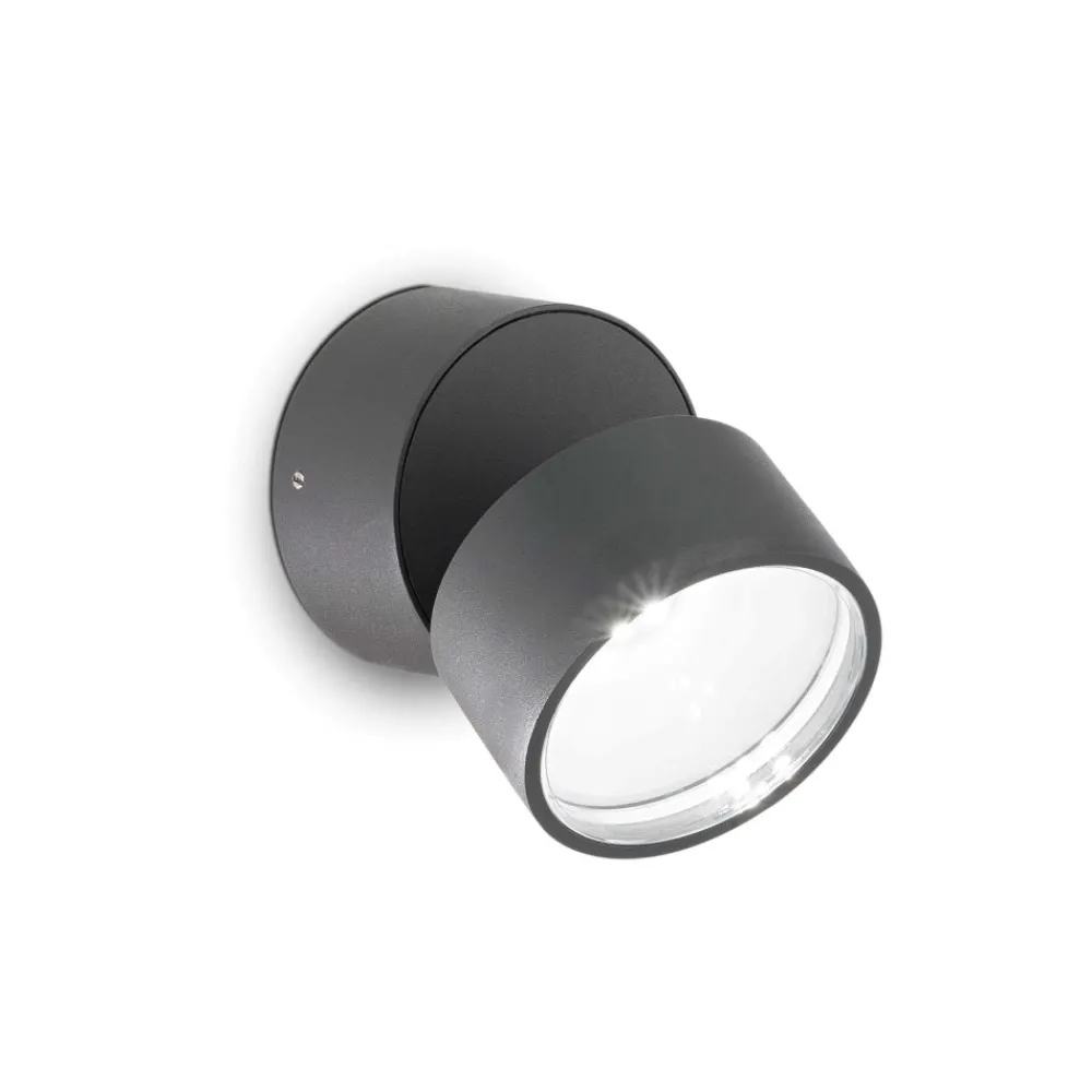Faretti Da Esterno-Ideal Lux omega ap round 3000k faretto orientabileper esterno ip54 antracite