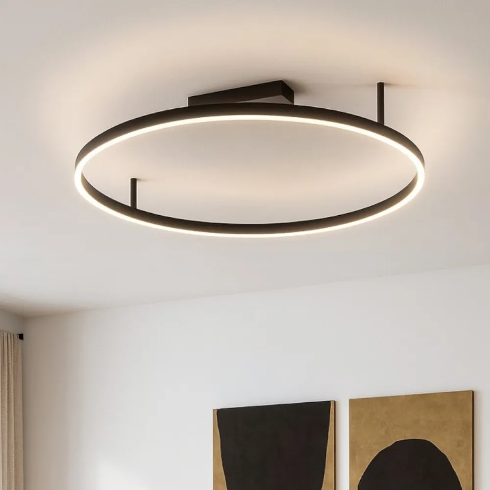 Plafoniere Moderne-Ideal Lux oracle slim pl d070 round plafoniera a led 3000k nera 70cm