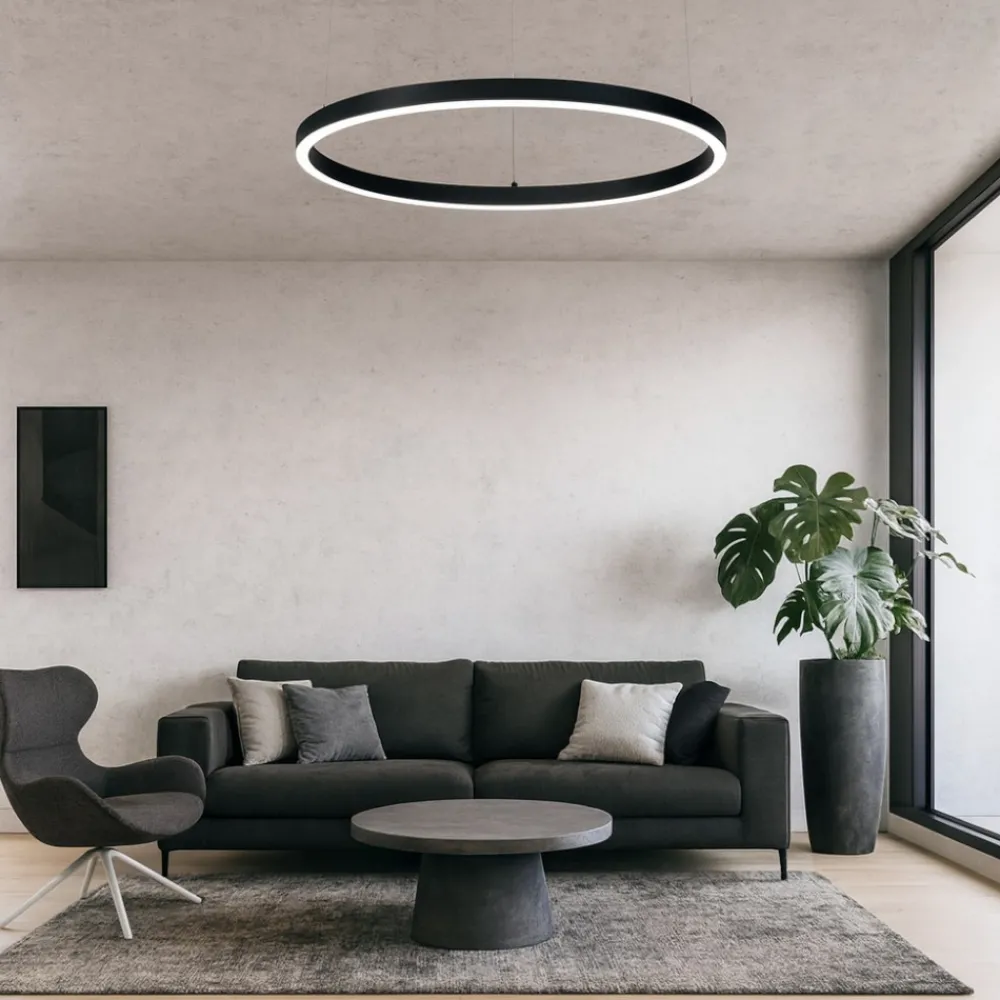 Lampadari Moderni-Ideal Lux oracle slim sp d070 nero round lampadario led 38w 3000k