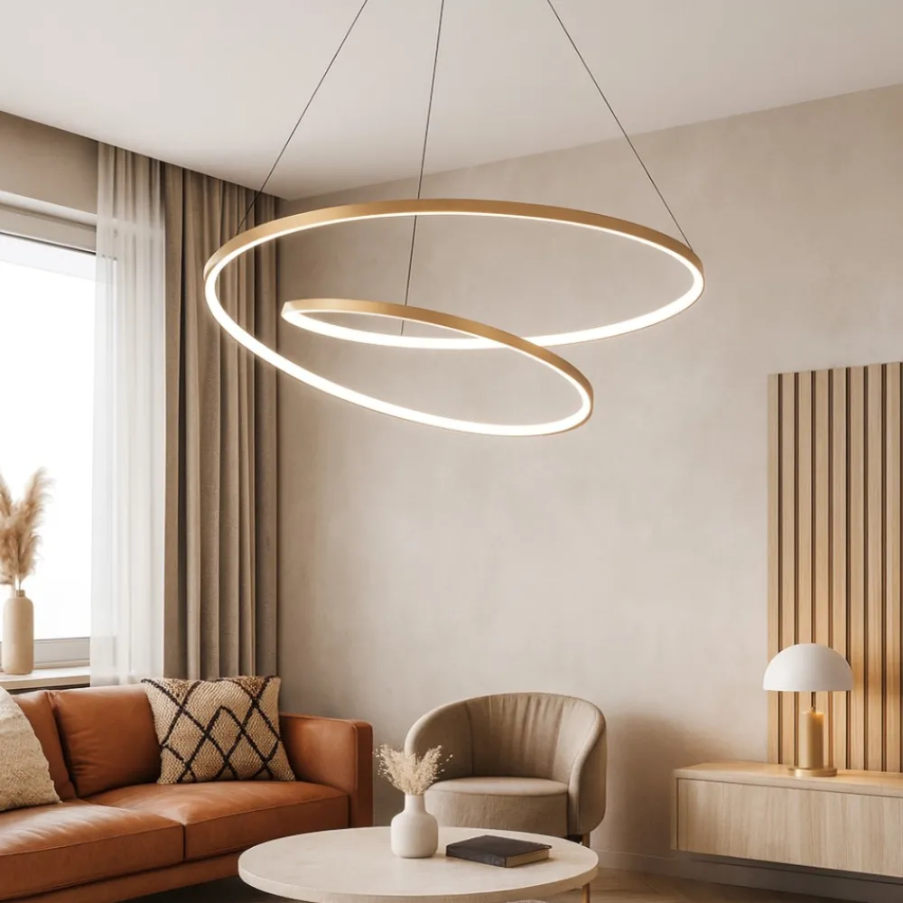 Lampadari Moderni-Ideal Lux oz sp d60 on-off ottone lampadario led moderno per soggiorno 47w 3000k