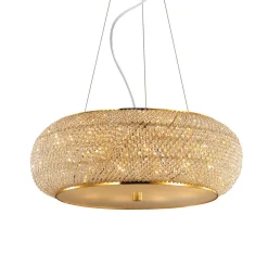 Lampadari Moderni-Ideal Lux pasha sp14 lampadario di cristallo dorato 14 luci
