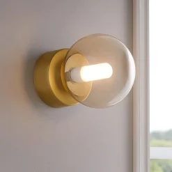 Applique Da Parete-Ideal Lux perlage ap1 applique 1 luce sfera vetro ambrato