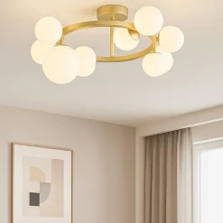 Plafoniere Moderne-Ideal Lux perlage pl10 plafoniera per camera da letto 10 luci sfere vetro bianco