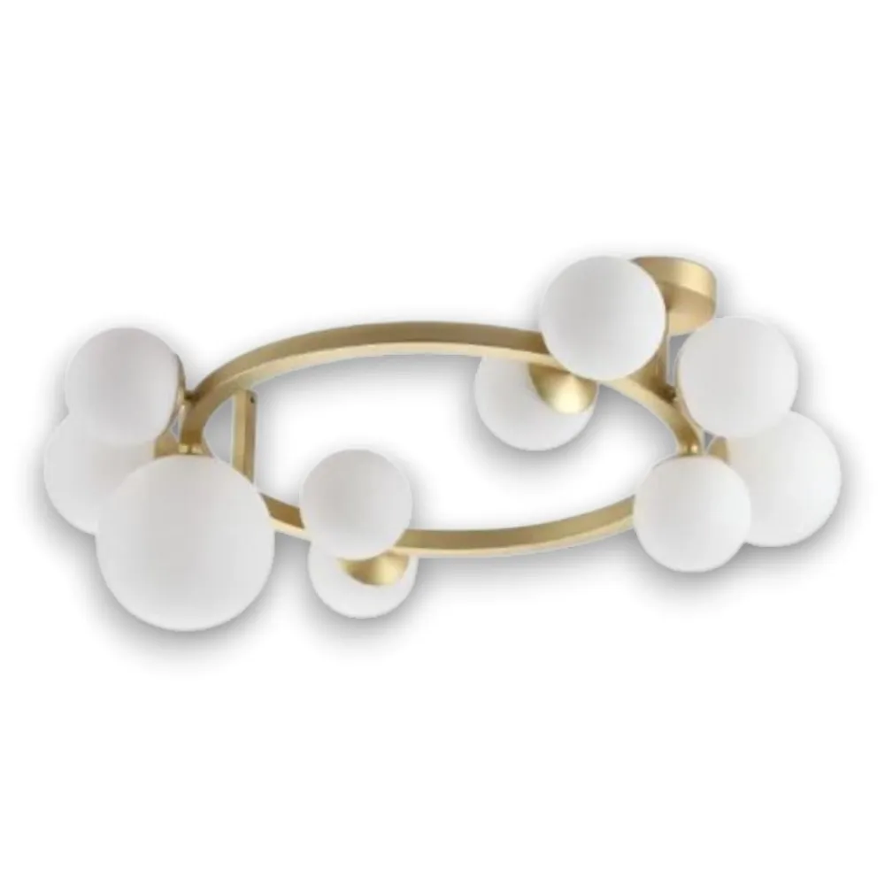 Plafoniere Moderne-Ideal Lux perlage pl10 plafoniera per camera da letto 10 luci sfere vetro bianco