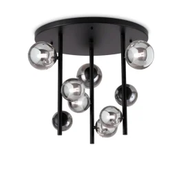 Plafoniere Moderne-Ideal Lux perlage pl9 plafoniera grigio fumo 9 sfere vetro