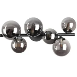 Plafoniere Moderne-Ideal Lux perlage pl6 plafoniera nera vetri sfere fume'