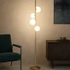 Lampade Da Terra-Ideal Lux perlage pt4 piantana moderna oro ottone