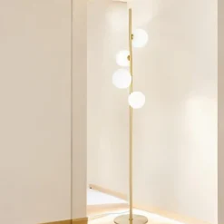 Lampade Da Terra-Ideal Lux perlage pt4 piantana moderna oro ottone