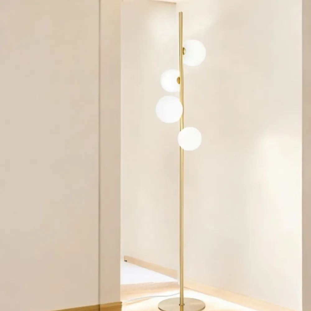 Lampade Da Terra-Ideal Lux perlage pt4 piantana moderna oro ottone