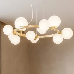 Lampadari Moderni-Ideal Lux perlage sp11 lampadario per salotto oro ottone bianco