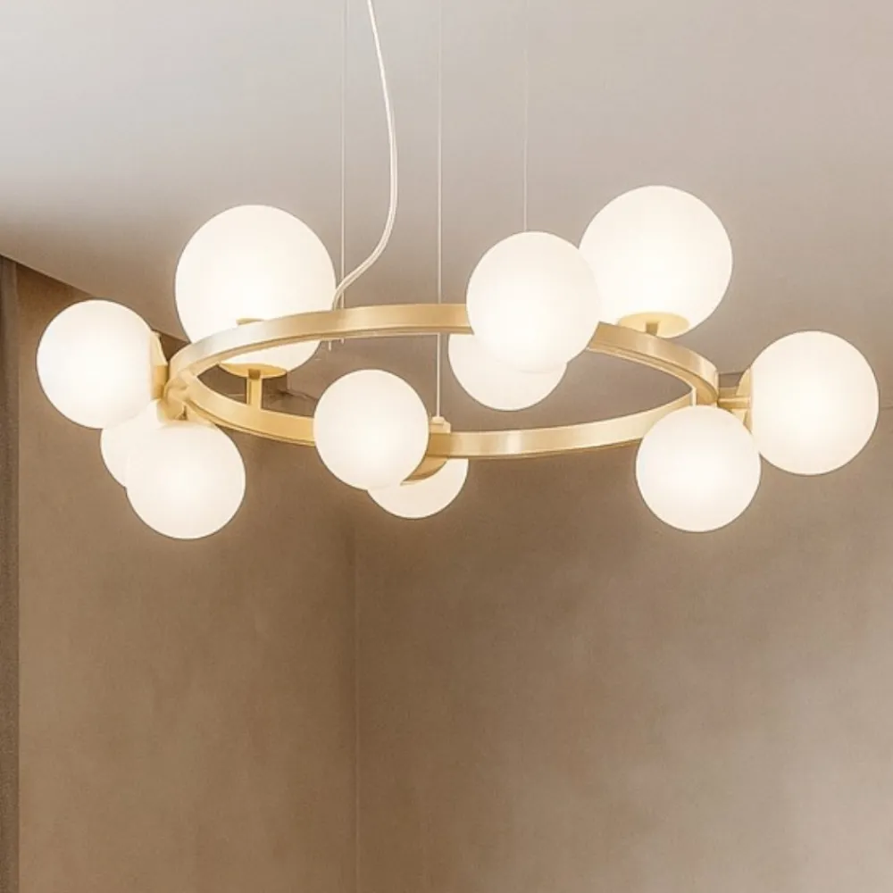 Lampadari Moderni-Ideal Lux perlage sp11 lampadario per salotto oro ottone bianco