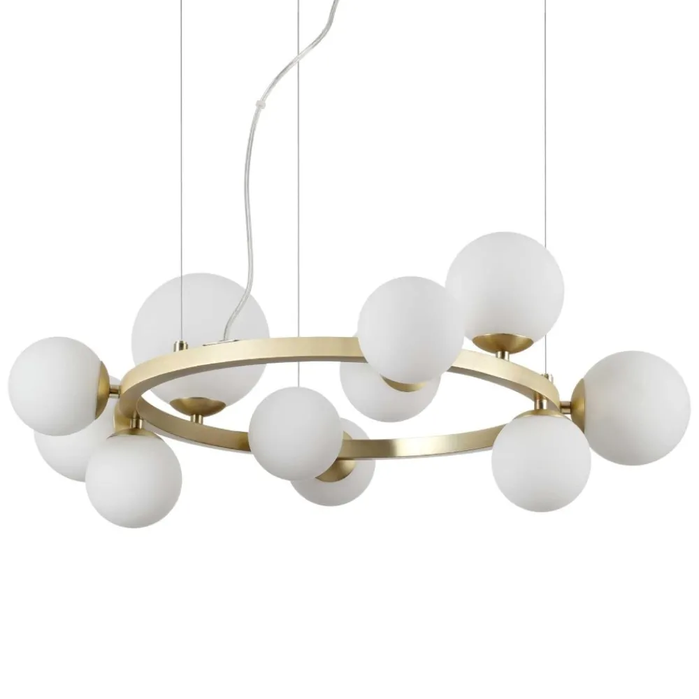 Lampadari Moderni-Ideal Lux perlage sp11 lampadario per salotto oro ottone bianco